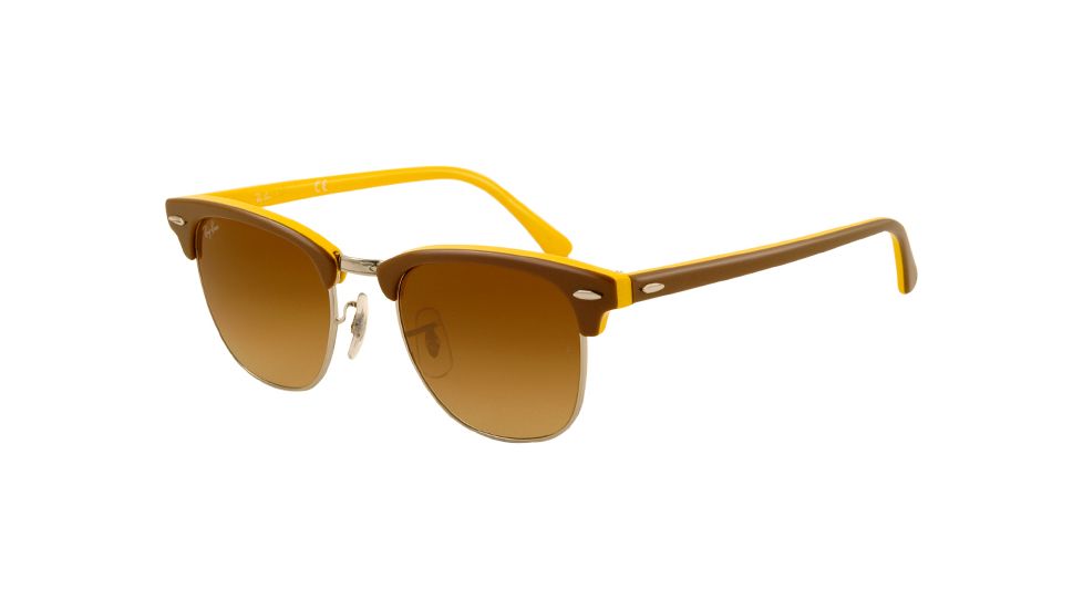 Ray-Ban Clubmaster Prescription Sunglasses RB3016 RB3016-110485-4921 - Lens Diameter 49 mm, Frame Color Top Brown on Yellow