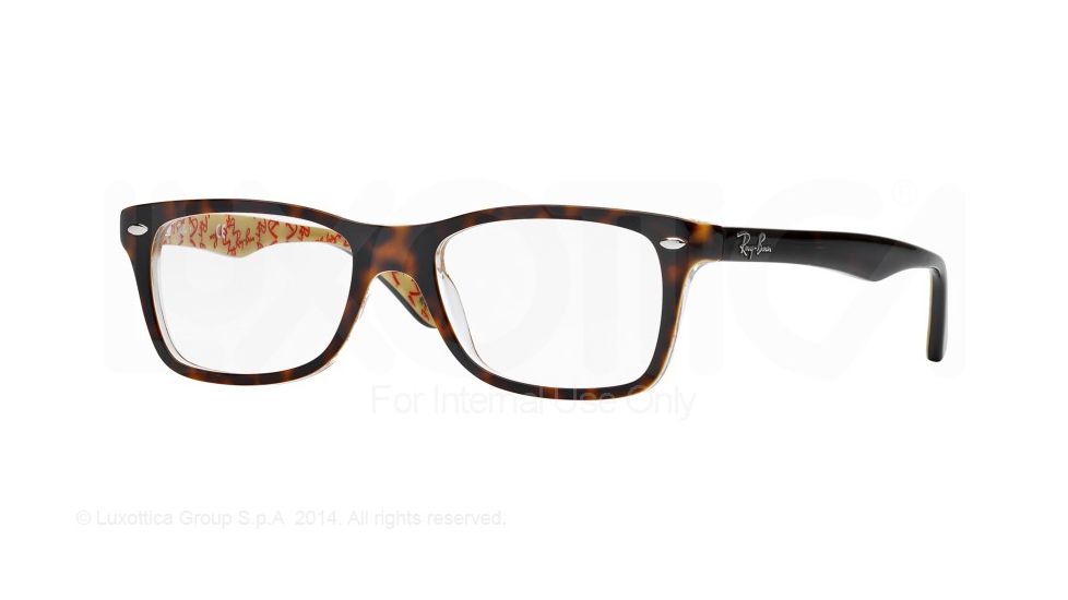Ray-Ban Eyeglasses RX5228 with Rx Prescription Lenses 5057-55 - Top Dark Havana On Beige Text Frame