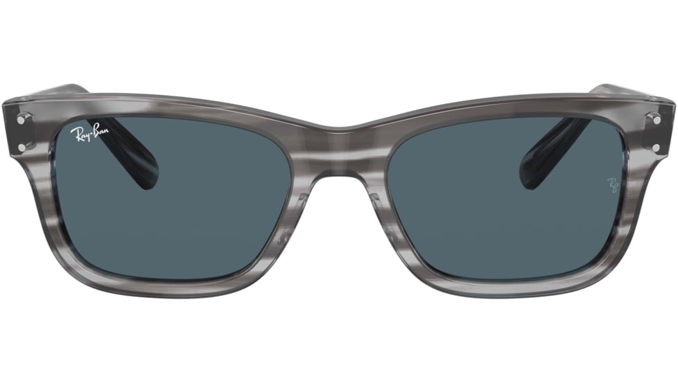 Ray-Ban Mr Burbank RB2283 Sunglasses, Blue Lenses, Striped Gray, 55, RB2283-1314R5-55