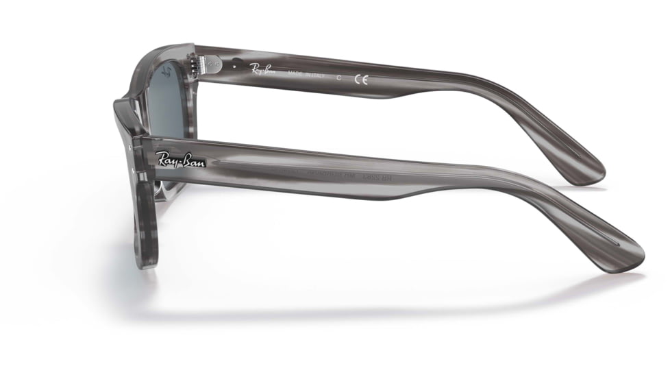 Ray-Ban Mr Burbank RB2283 Sunglasses, Blue Lenses, Striped Gray, 55, RB2283-1314R5-55