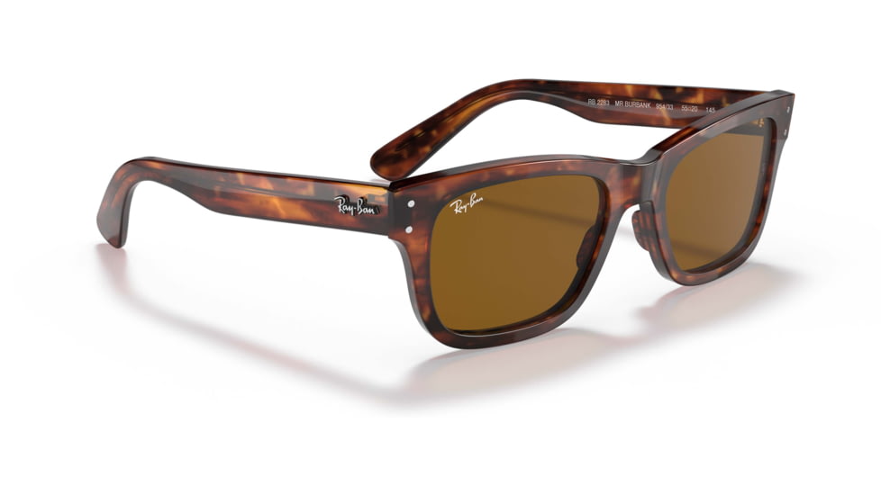 Ray-Ban Mr Burbank RB2283 Sunglasses, Brown Lenses, Striped Havana, 55, RB2283-954-33-55
