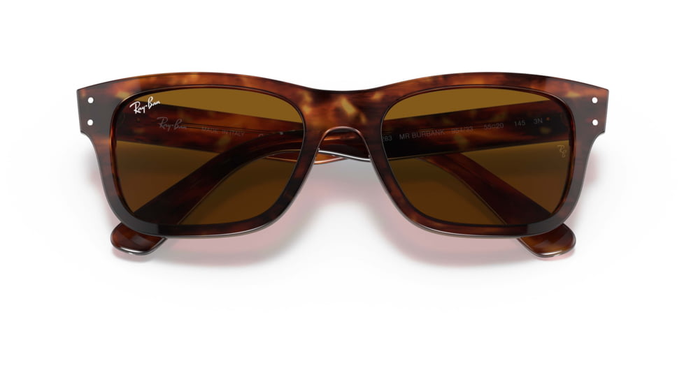 Ray-Ban Mr Burbank RB2283 Sunglasses, Brown Lenses, Striped Havana, 55, RB2283-954-33-55