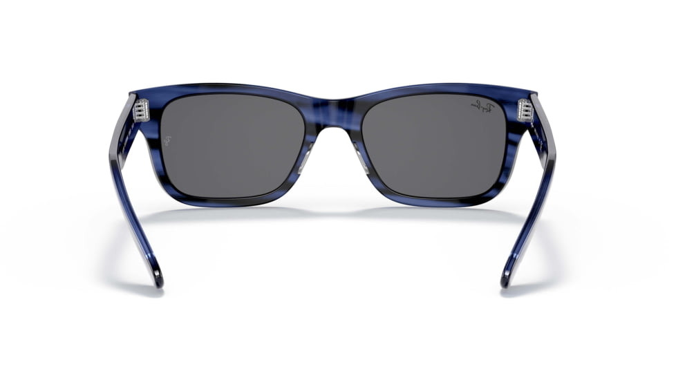 Ray-Ban Mr Burbank RB2283 Sunglasses, Dark Grey Lenses, Striped Blue, 55, RB2283-1339B1-55