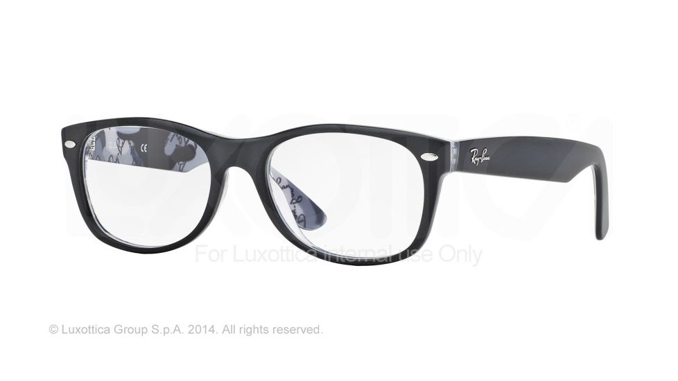 Ray-Ban New Wayfarer Eyeglasses RX5184 with Rx Prescription Lenses 5405-52 - Top Black On Texture Camuflage Frame