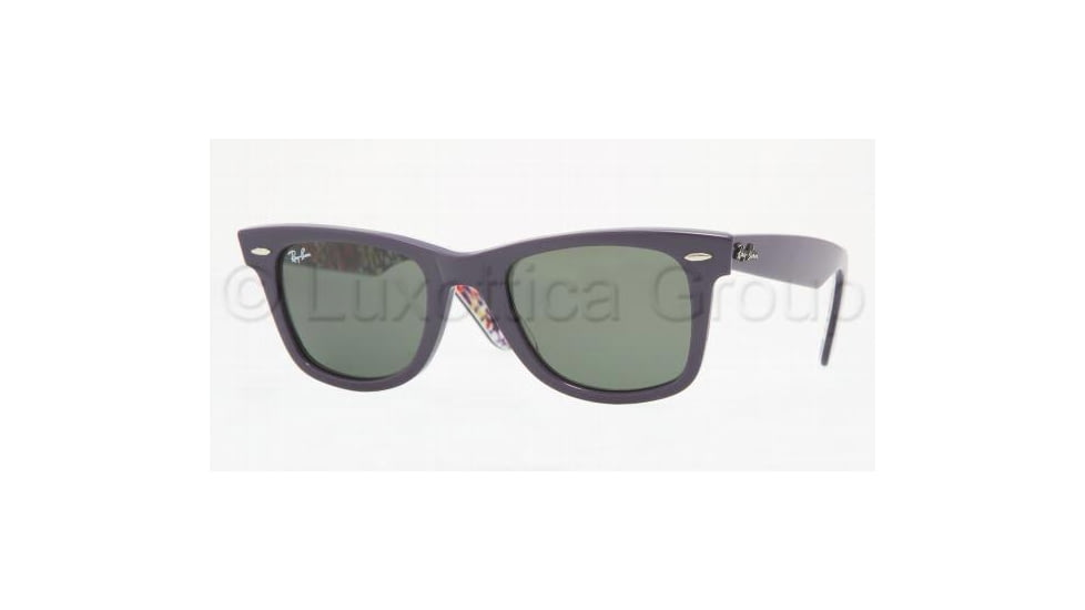 Ray-Ban Original Wayfarer Sunglasses RB2140 1020-5022 - Dark Blue/Red Flowers Crystal Green