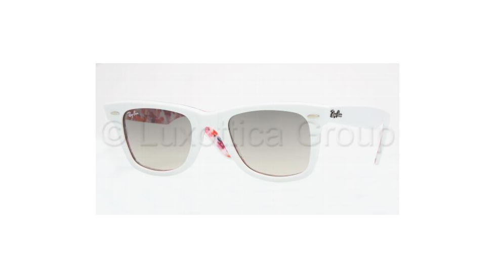 Ray-Ban Original Wayfarer Sunglasses RB2140 102232-5022 - White/Fuchsia-red Flower Crystal Gray Gradient