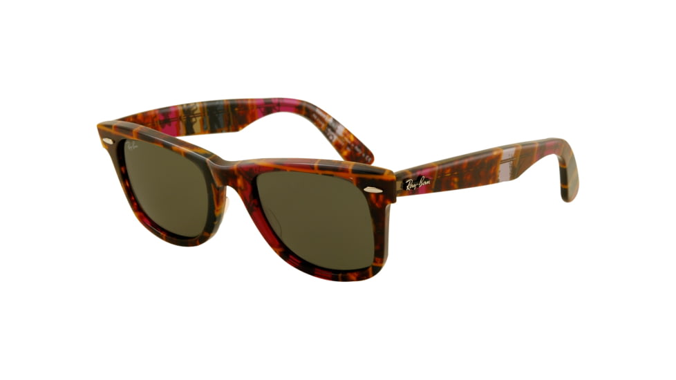Ray-Ban Original Wayfarer Sunglasses RB2140 1106-5022 - Havana Cyclamin/Olive Frame, Green Lenses