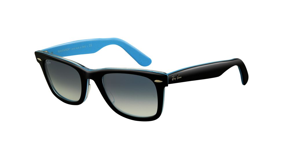 Ray-Ban Original Wayfarer Sunglasses, Top Black On Tr. St. Azu Crystal Gradient Light Blue Frame / 54mm Lenses, 10013F-5418