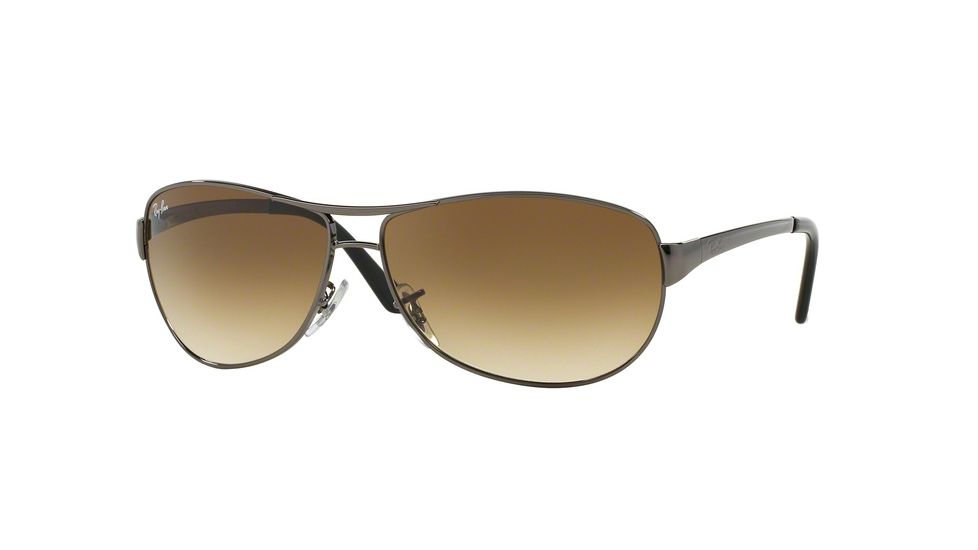 Ray-Ban RB 3342 Warrior Sunglasses, Gunmetal Frame, Crystal Brown Gradient 63mm Lens