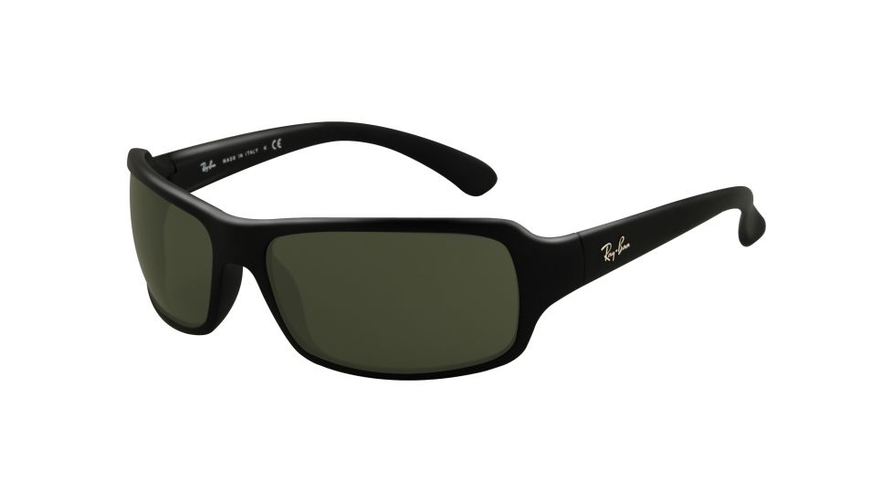 Ray-Ban RB 4075 Sunglasses, Black Frame / Crystal Green Lenses, 601-6116