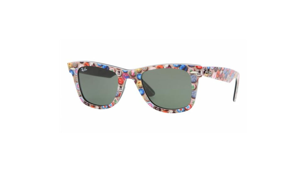 Ray-Ban Wayfarer Sunglasses, Buttons Pins On Black Crystal Green 1049-5022