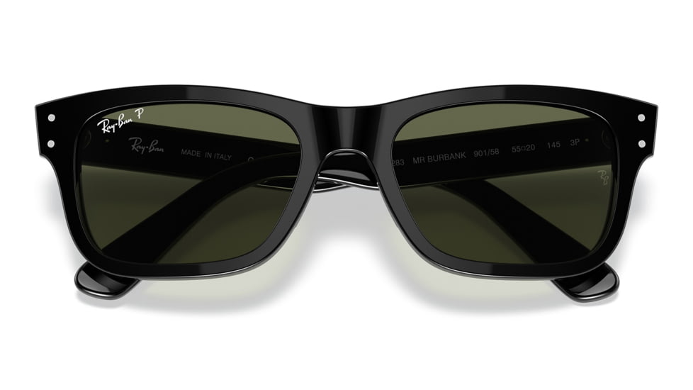 Ray-Ban RB2283 Mr Burbank Sunglasses - Men's, Black Frame, Green Polarized Lens, 58, RB2283-901-58-58
