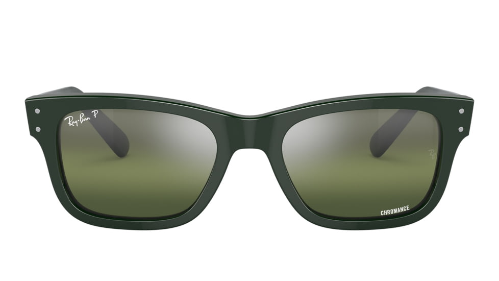 Ray-Ban RB2283 Mr Burbank Sunglasses - Mens, Green Frame, Dark Green Grad Mirror Polarized Lens, 55, RB2283-6659G4-55