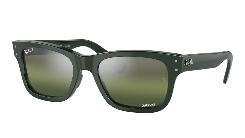 Ray-Ban RB2283 Mr Burbank Sunglasses - Men's, Green Frame, Dark Green Grad Mirror Polarized Lens, 55, RB2283-6659G4-55