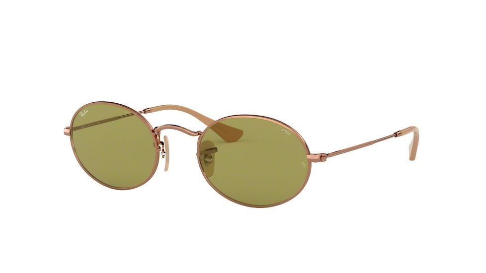 Ray-Ban RB3547N Sunglasses 91314C-54 - Copper Frame, Evolve Green Lenses