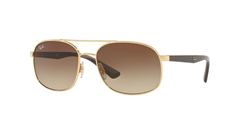 Ray-Ban RB3593 Sunglasses 001/13-58 - Gold Frame, Brown Gradient Lenses