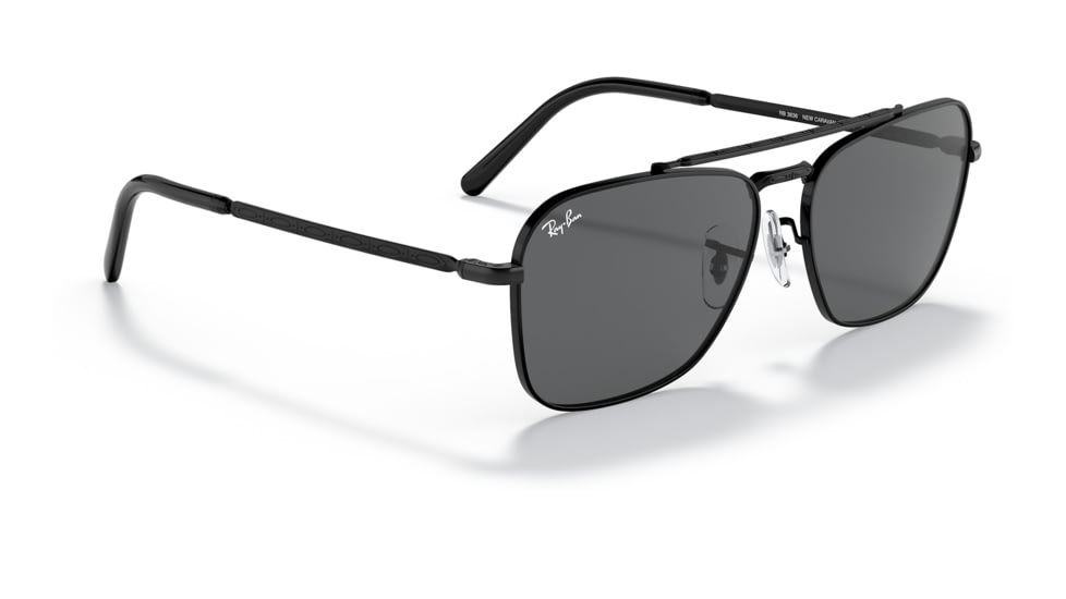 Ray-Ban RB3636 New Caravan Sunglasses, Black Frame, Dark Grey Lens, 55, RB3636-002-B1-55