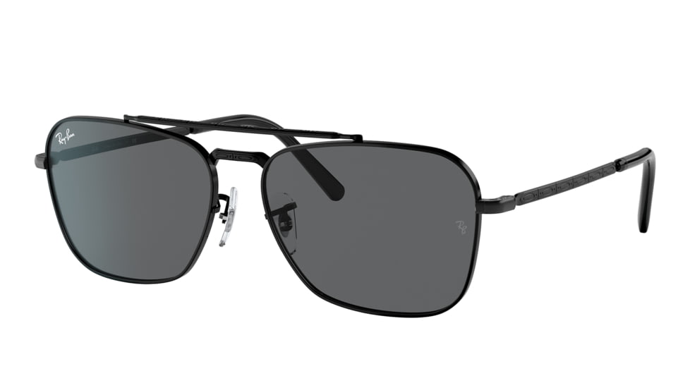 Ray-Ban RB3636 New Caravan Sunglasses, Black Frame, Dark Grey Lens, 55, RB3636-002-B1-55