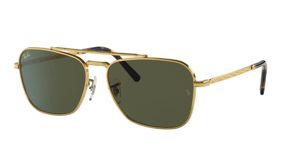Ray-Ban RB3636 New Caravan Sunglasses, Legend Gold Frame, Green Lens, 55, RB3636-919631-55