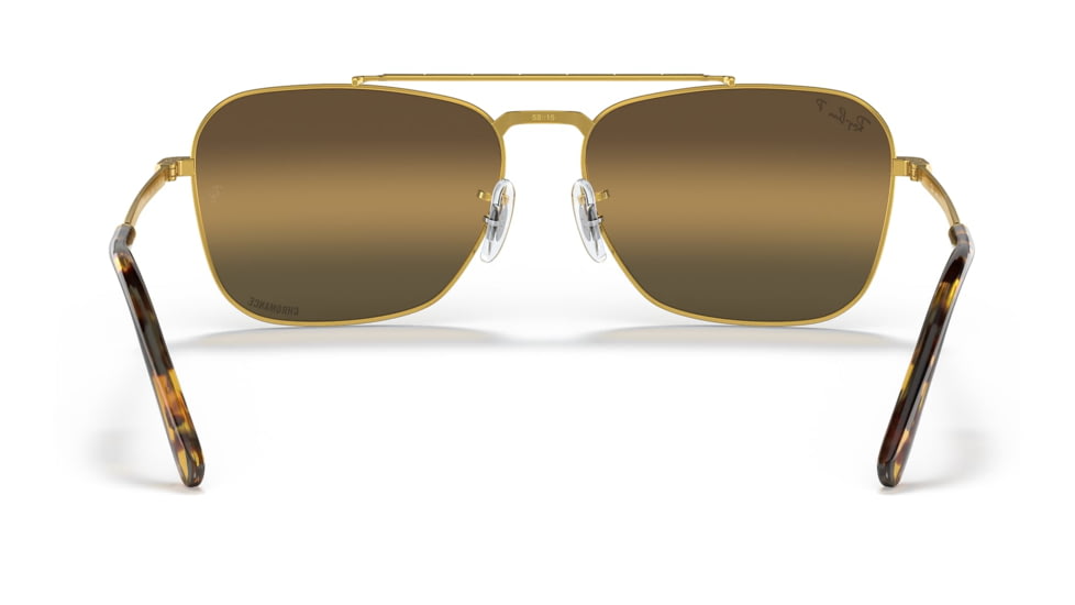Ray-Ban RB3636 New Caravan Sunglasses, Legend Gold Frame, Silver/Brown Chromance Lens, Polarized, 55, RB3636-9196G5-55