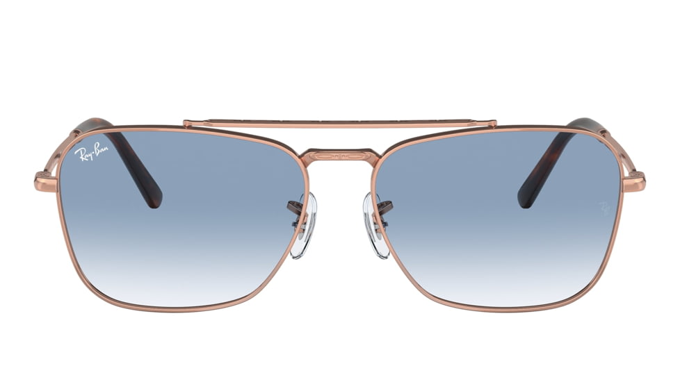 Ray-Ban RB3636 New Caravan Sunglasses, Rose Gold Frame, Clear Gradient Blue Lens, 55, RB3636-92023F-55