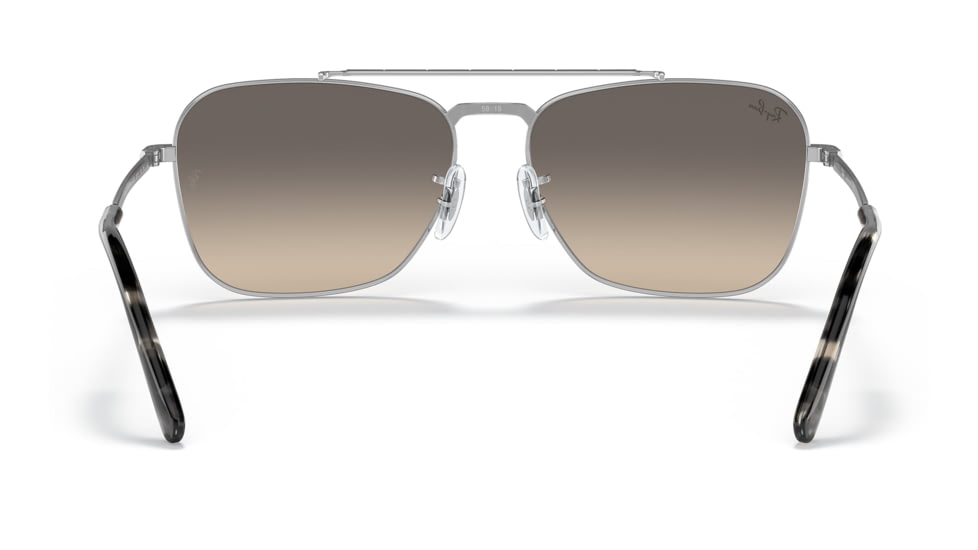 Ray-Ban RB3636 New Caravan Sunglasses, Silver Frame, Clear Gradient Grey Lens, 55, RB3636-003-32-55