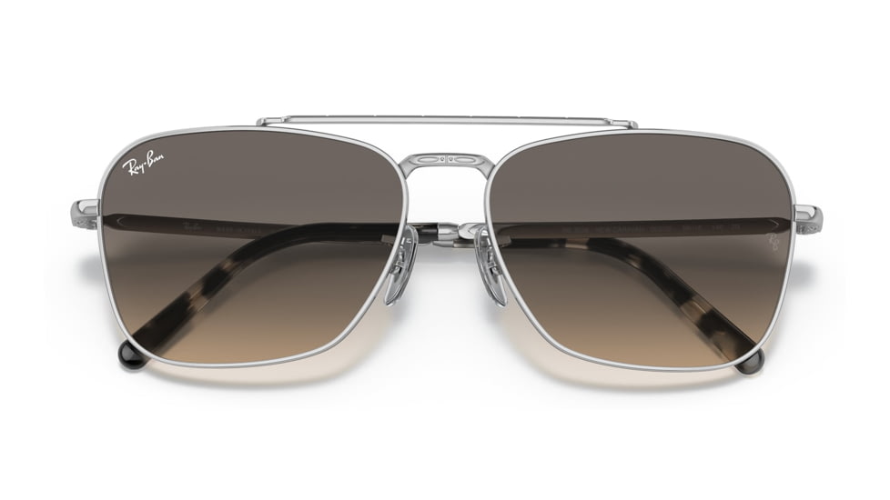 Ray-Ban RB3636 New Caravan Sunglasses, Silver Frame, Clear Gradient Grey Lens, 55, RB3636-003-32-55