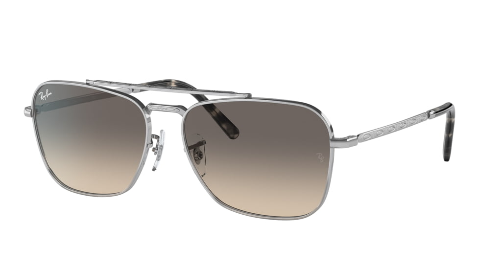 Ray-Ban RB3636 New Caravan Sunglasses, Silver Frame, Clear Gradient Grey Lens, 55, RB3636-003-32-55