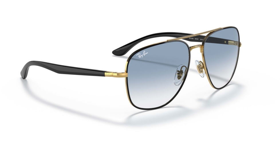 Ray-Ban RB3683 Sunglasses, Clear Gradient Blue Lenses, Black On Arista, 56, RB3683-90003F-56