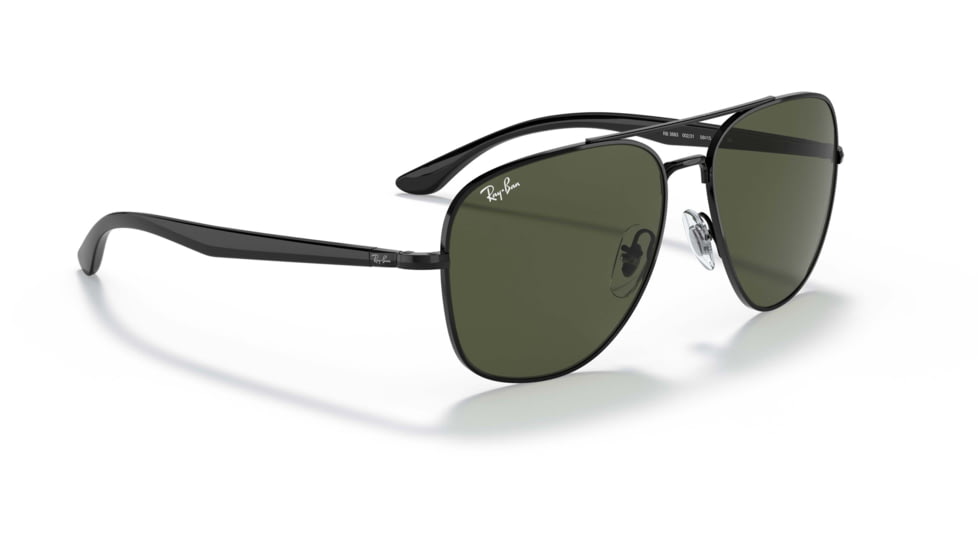 Ray-Ban RB3683 Sunglasses, Green Lenses, Black, 56, RB3683-002-31-56