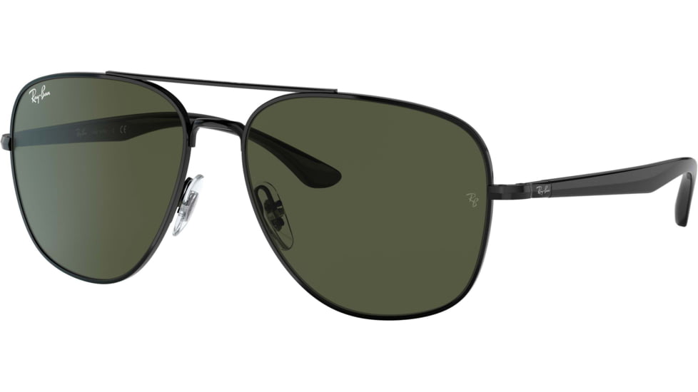 Ray-Ban RB3683 Sunglasses, Green Lenses, Black, 56, RB3683-002-31-56