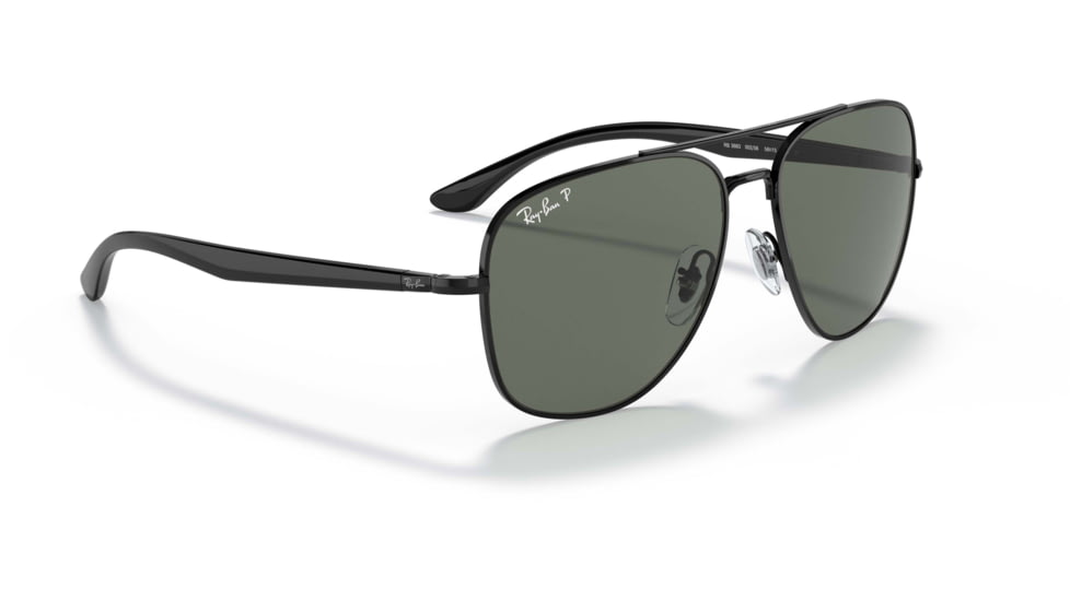 Ray-Ban RB3683 Sunglasses, Polarized Green Lenses, Black, 56, RB3683-002-58-56