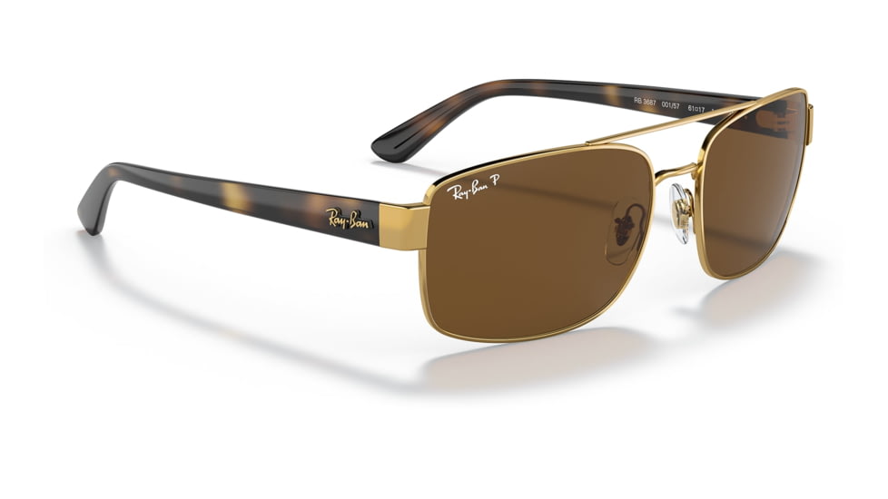 Ray-Ban RB3687 Sunglasses - Mens, Arista Frame, Brown Lens, Polarized, 58, RB3687-001-57-58