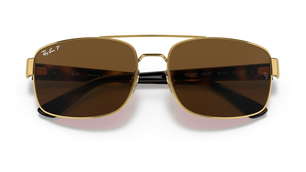 Ray-Ban RB3687 Sunglasses - Mens, Arista Frame, Brown Lens, Polarized, 58, RB3687-001-57-58