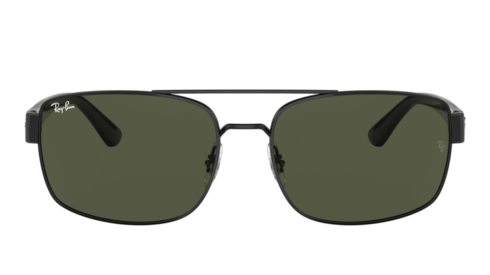 Ray-Ban RB3687 Sunglasses - Mens, Black Frame, Green Lens, 58, RB3687-002-31-58