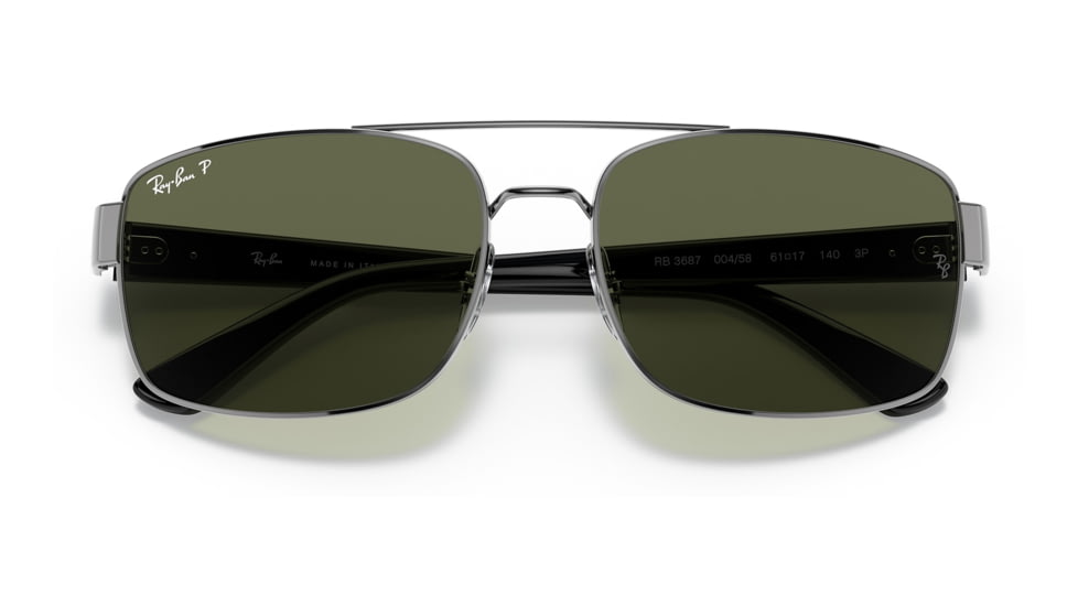 Ray-Ban RB3687 Sunglasses - Mens, Gunmetal Frame, Green Lens, Polarized, 58, RB3687-004-58-58
