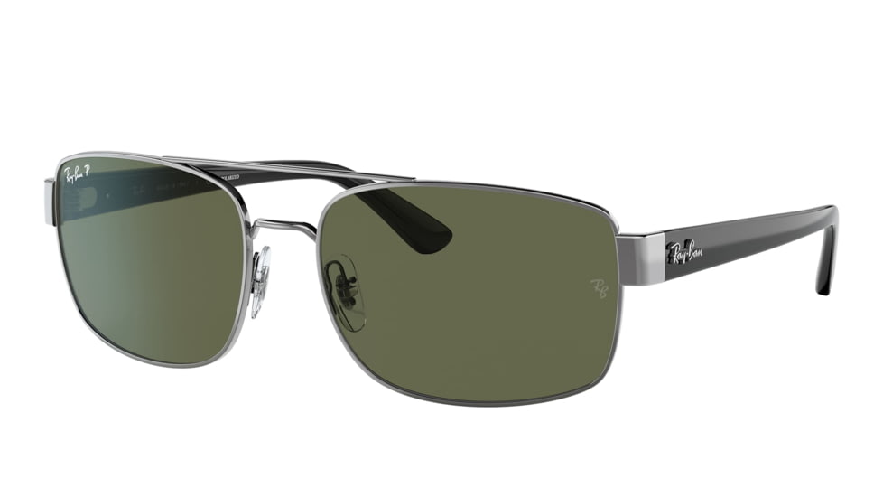 Ray-Ban RB3687 Sunglasses - Men's, Gunmetal Frame, Green Lens, Polarized, 58, RB3687-004-58-58