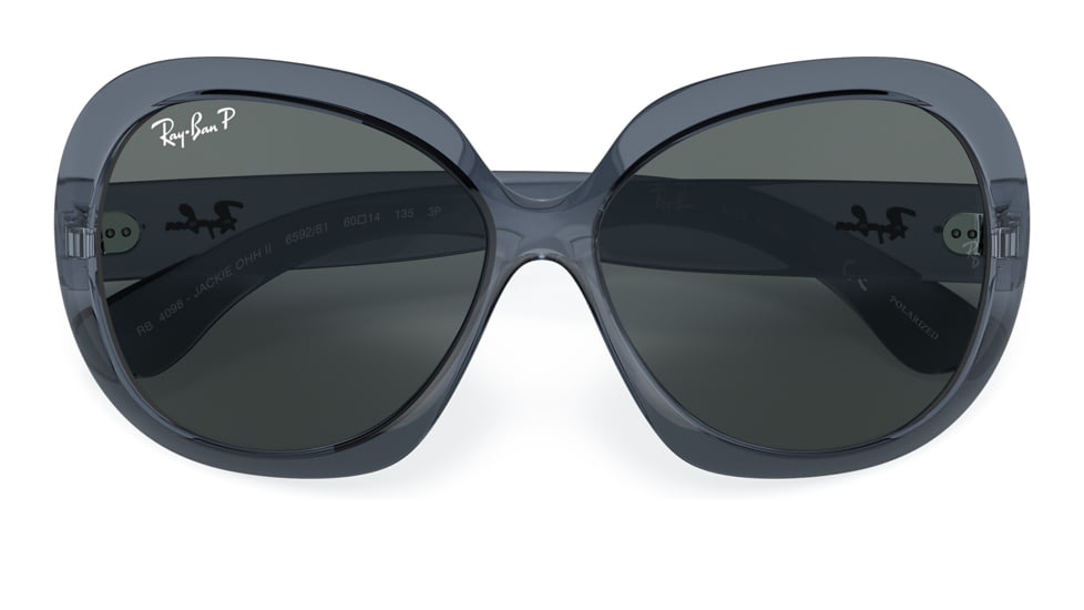 Ray-Ban RB4098 Jackie Ohh II Sunglasses - Womens, Transparent Blue Frame, Dark Grey Lens, Polarized, 60, RB4098-659281-60