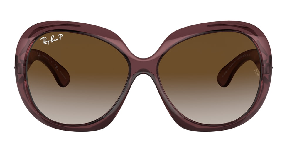 Ray-Ban RB4098 Jackie Ohh II Sunglasses - Womens, Transparent Dark Brown Frame, Grey Gradient Brown Lens, Polarized, 60, RB4098-6593T5-60