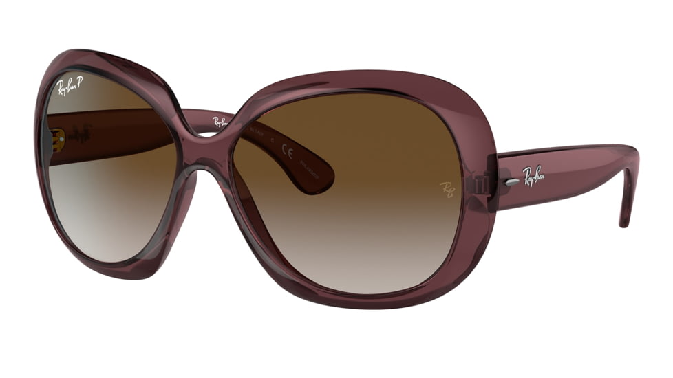 Ray-Ban RB4098 Jackie Ohh II Sunglasses - Womens, Transparent Dark Brown Frame, Grey Gradient Brown Lens, Polarized, 60, RB4098-6593T5-60