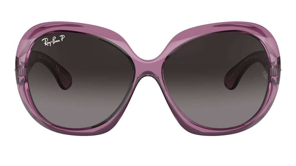 Ray-Ban RB4098 Jackie Ohh II Sunglasses - Womens, Transparent Violet Frame, Grey Gradient Lens, Polarized, 60, RB4098-6591T3-60