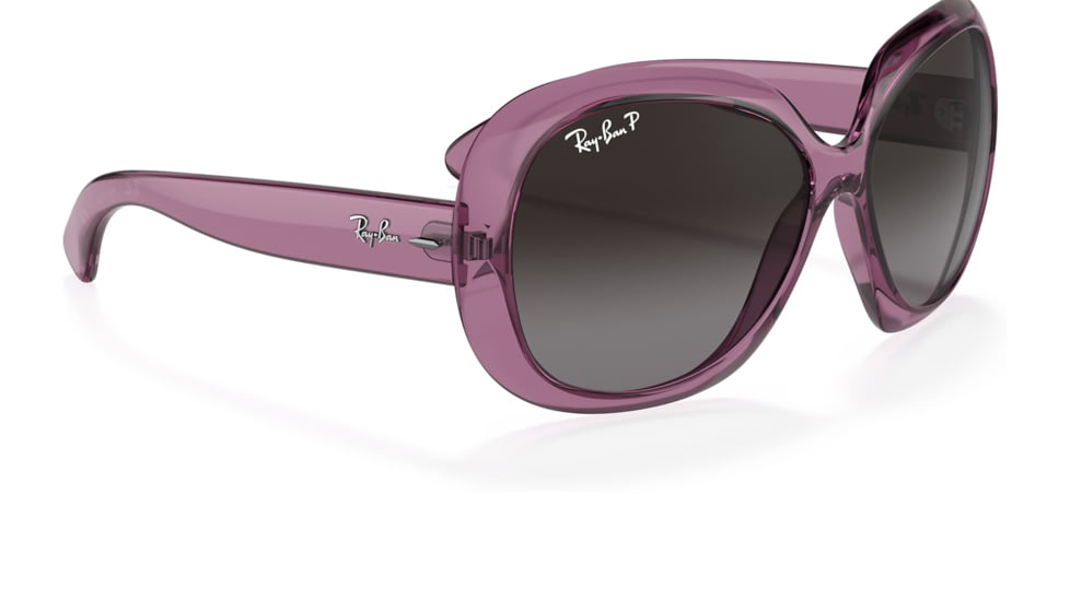 Ray-Ban RB4098 Jackie Ohh II Sunglasses - Womens, Transparent Violet Frame, Grey Gradient Lens, Polarized, 60, RB4098-6591T3-60