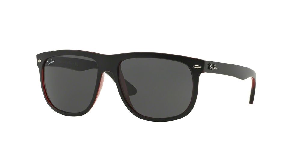 Ray-Ban RB4147 Sunglasses 617187-60 - Top Mat Black On Red Trasp Frame, Dark Grey Lenses