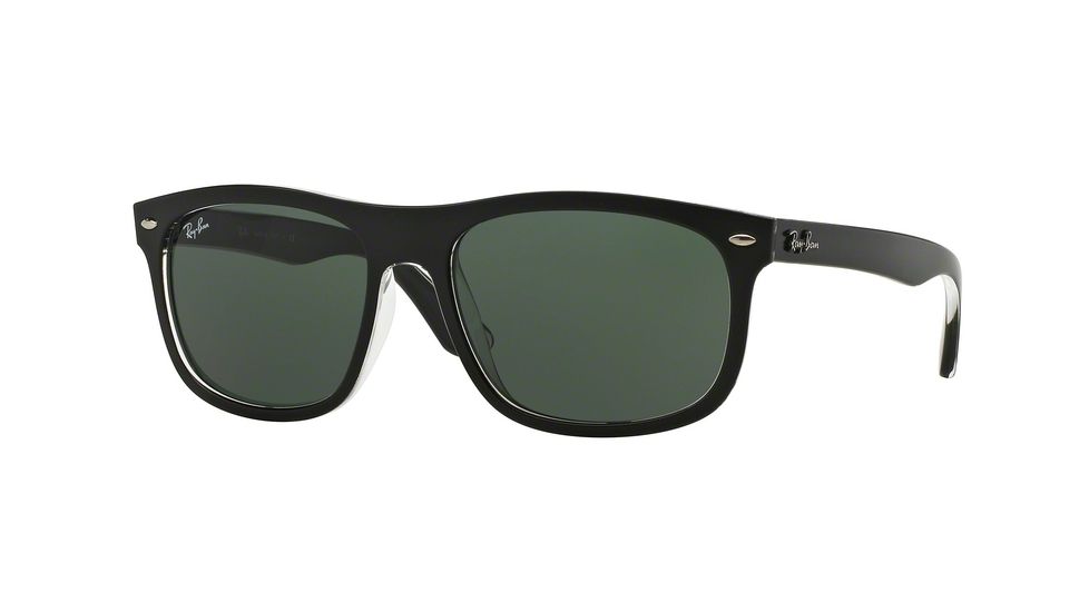Ray-Ban RB4226F Sunglasses 605271-59 - Top Matte Black On Trasp Frame, Dark Green Lenses