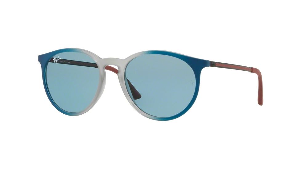 Ray-Ban RB4274 Single Vision Prescription Sunglasses, 53mm, Grad Blue/rubber Lt Grey Tr, RB4274-6365F7-53-SV