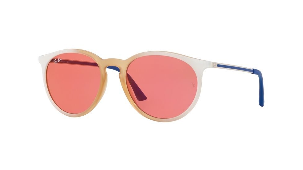 Ray-Ban RB4274 Single Vision Prescription Sunglasses, 53mm, Grad White/rubber Lt Pink Tr, RB4274-6367C8-53-SV