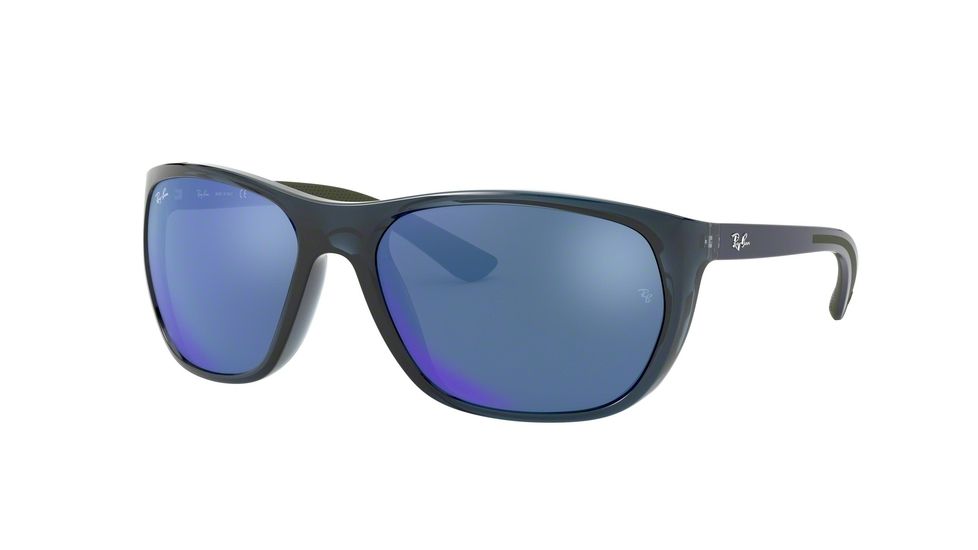 Ray-Ban RB4307 Progressive Prescription Sunglasses, 61mm, Transparent Blue/Blue, RB4307-643855-61-PRO