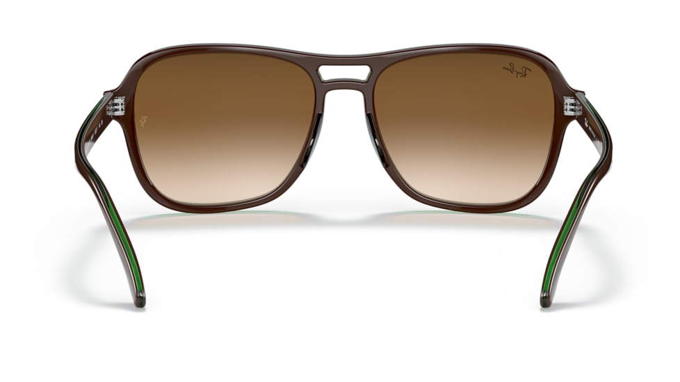 Ray-Ban RB4356 State Side Sunglasses, Brown On Green Frame, Clear Gradient Brown Lens, 58, RB4356-660451-58