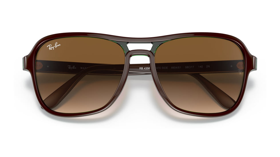 Ray-Ban RB4356 State Side Sunglasses, Brown On Green Frame, Clear Gradient Brown Lens, 58, RB4356-660451-58