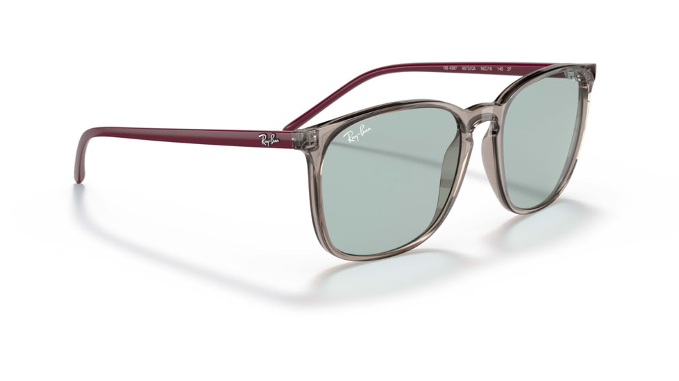 Ray-Ban RB4387 Sunglasses, Evolve Photo Green to Blue Lenses, Transparent Grey, 56, RB4387-6572Q5-56